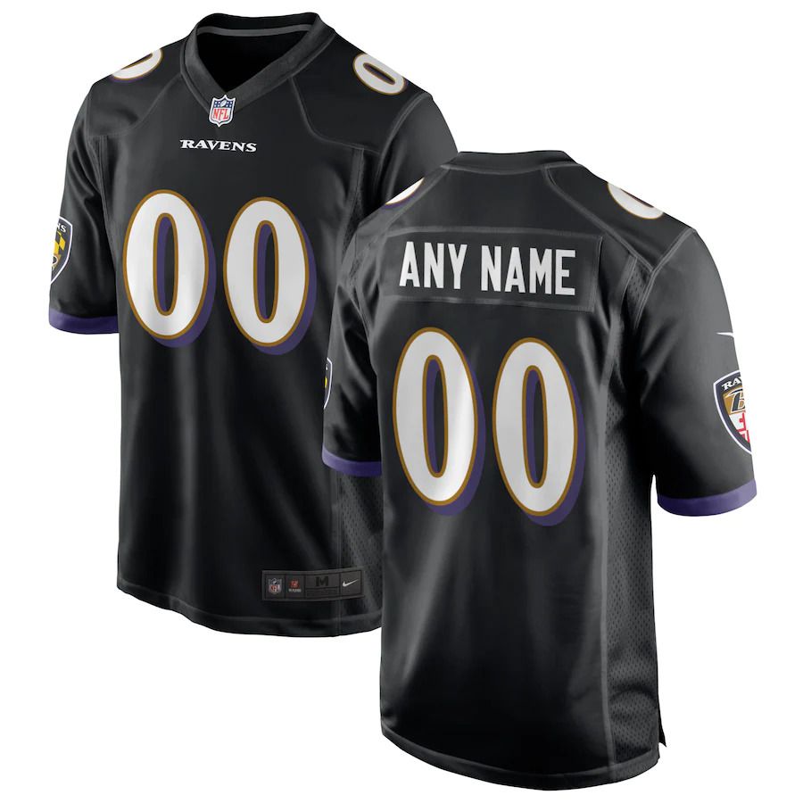 Men Baltimore Ravens Nike Black Alternate Custom Game NFL Jersey->customized nfl jersey->Custom Jersey